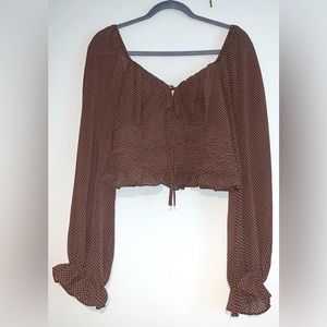 Brown Romantic Cropped Blouse